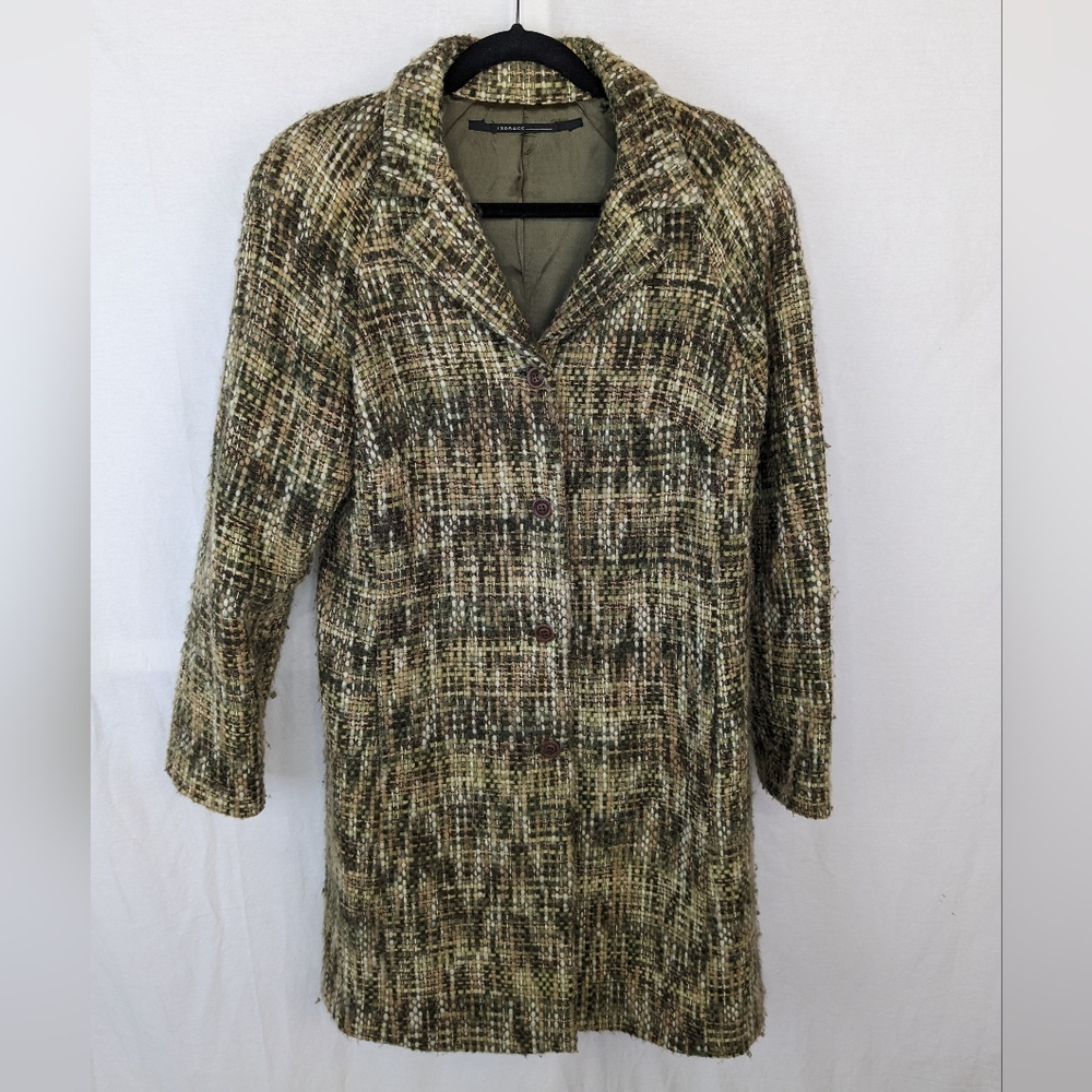 ISDA & CO Green Multicolored Wool Knit Coat
